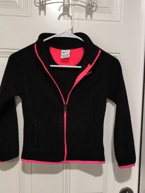 Nike Black Fleece Jacket with Neon Pink Trim